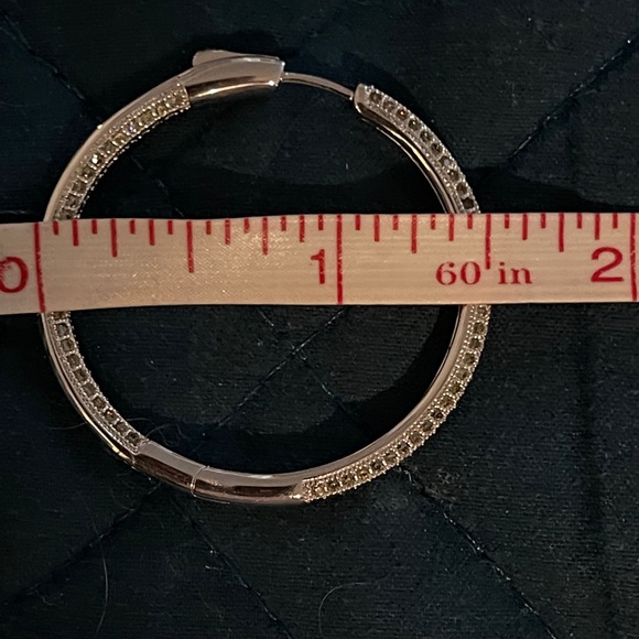 Simulated Amethyst Silver Hoop Earrings, NWOT - Picture 3 of 3